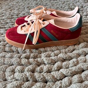 adidas Gazelle Women’s Suede Sneakers — Burgundy Pink Green